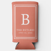 Terracotta Monogram Wedding Seltzer Can Cooler Selters Dosenkühler (Vorderseite)