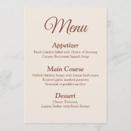 Terracotta Monogram Wreath Wedding Menu Card Menükarte