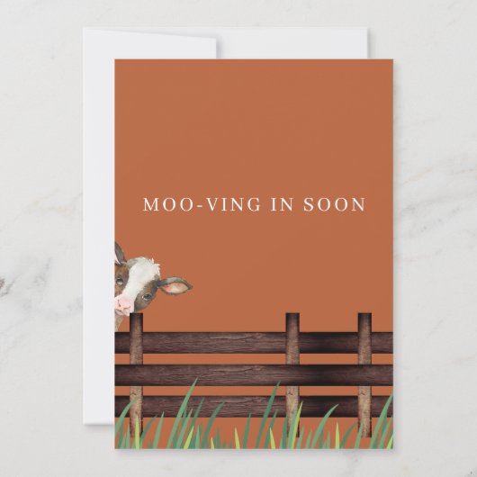 Terracotta Moo-ving in Balon Cow Baby Shower Einladung (Rückseite)