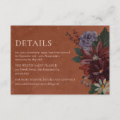Terracotta Moody Floral Wedding Details Karte (Vorderseite)