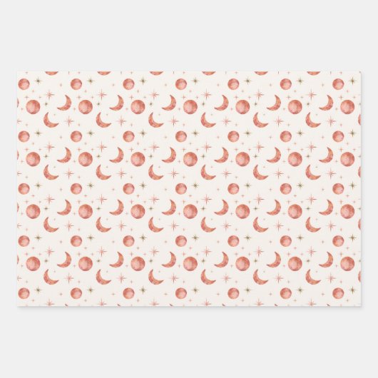 Terracotta Moon and Stars Wrapping Paper Sheets Geschenkpapier Set (Vorderseite 3)