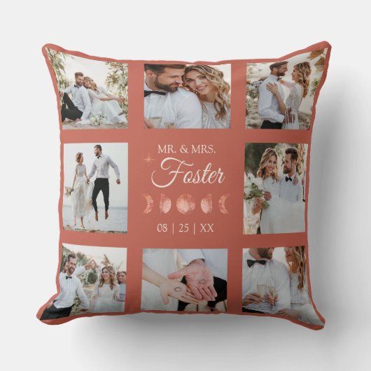 Terracotta Moon Mr. & Mrs. Foto Throw Pillow Kissen (Vorderseite)