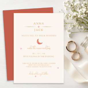 Terracotta Moon & Stars Celestie Wedding Einladung