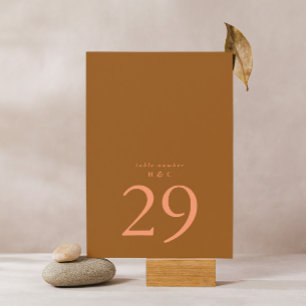 Terracotta Moss Green Einfache Schlichte Hochzeit Tischnummer