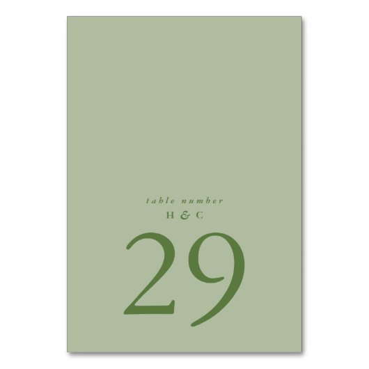 Terracotta Moss Green Einfache Schlichte Hochzeit Tischnummer (Rückseite)