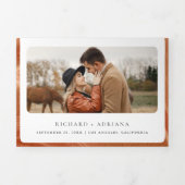 Terracotta Mountain Forest Foto QR Code Wedding Dreifach Gefaltete Einladung (Cover)