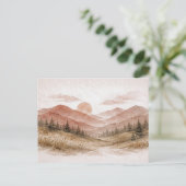 Terracotta Mountain Landscape Pine Forest Postkarte (Stehend Vorderseite)