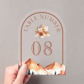 Terracotta Mountain Wedding Acrylic Table Number Acryleinladungen (Insitu (Handheld))