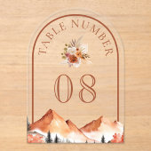 Terracotta Mountain Wedding Acrylic Table Number Acryleinladungen (Vorderseite)