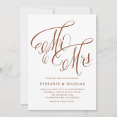 Terracotta Mr. and Mrs Rustic Calligraphy Wedding Einladung (Vorderseite)