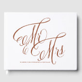 Terracotta Mr. and Mrs Rustic Calligraphy Wedding Gästebuch (Vorderseite)