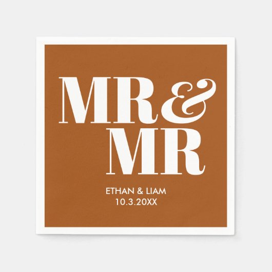 Terracotta Mr. & Mr. Personalisiert Wedding Napkin Serviette (Vorderseite)
