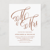 Terracotta Mr. & Mrs Rustic Script QR Code Wedding Einladungspostkarte (Vorderseite)