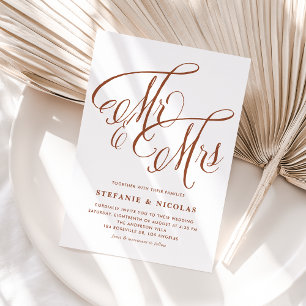Terracotta Mrs. & Mrs. Rustic Script QR Code Weddi Einladung