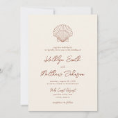 Terracotta Muschel Beach Ocean Hochzeit in Urlaubs Einladung (Vorderseite)