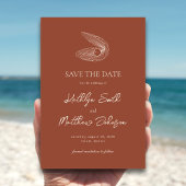 Terracotta Muschel Beach Ocean Hochzeit in Urlaubs Save The Date