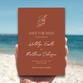 Terracotta Muschel Beach Ocean Hochzeit in Urlaubs Save The Date