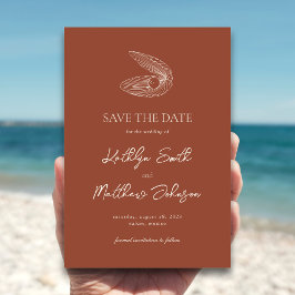 Terracotta Muschel Beach Ocean Hochzeit in Urlaubs Save The Date