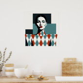 Terracotta Muse: Geometric Tribal Portrait in Eart Poster (Küche)