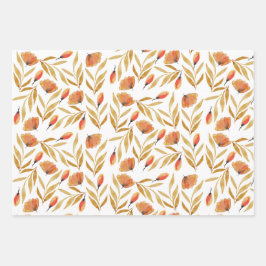 Terracotta Mustard Yellow Floral Geschenkpapier Set