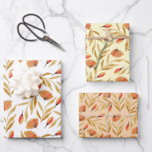 Terracotta Mustard Yellow Floral Geschenkpapier Set