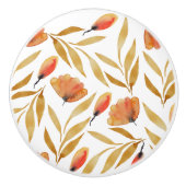 Terracotta Mustard Yellow Floral Keramikknauf (Vorderseite)