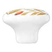 Terracotta Mustard Yellow Floral Keramikknauf (Seitenansicht)