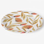 Terracotta Mustard Yellow Floral Pappteller (Schrägansicht)