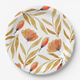 Terracotta Mustard Yellow Floral Pappteller