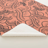 Terracotta-Muster mit schwarzen, gedrehten Knoten Sherpadecke (3/4)