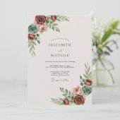 Terracotta Muted Bohemian Wedding Einladung (Stehend Vorderseite)
