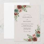 Terracotta Muted Bohemian Wedding Einladung (Vorne/Hinten)