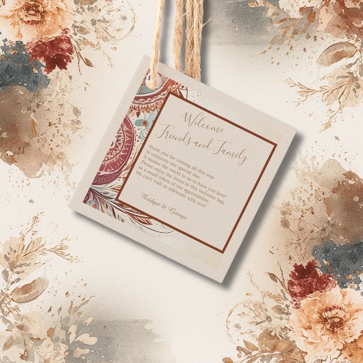 Terracotta natürliche Vintage Hochzeit Geschenkanhänger