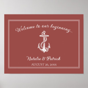 Terracotta Nautical Anchor Wedding Poster