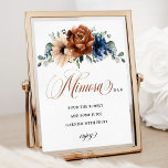 Terracotta Navy Blue Brautparty Mimosa Bar Sign Poster<br><div class="desc">Elegantes Navy Blau,  Terracotta ,  Orange erthy floral Thema Hochzeit / Brautparty mimosa Bar Schild mit elegantem Bouquet von Navy Blau,  Terracotta Farbe Rose Ponys und grüne eucalyptus Blätter. Bitte kontaktieren Sie mich für Hilfe bei der Anpassung oder wenn Sie ein anderes Produkt mit diesem Design benötigen.</div>