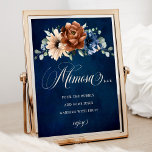 Terracotta Navy Blue Brautparty Mimosa Bar Sign Poster<br><div class="desc">Elegantes Navy Blau,  Terracotta ,  Orange erthy floral Thema Hochzeit / Brautparty mimosa Bar Schild mit elegantem Bouquet von Navy Blau,  Terracotta Farbe Rose Ponys und grüne eucalyptus Blätter. Bitte kontaktieren Sie mich für Hilfe bei der Anpassung oder wenn Sie ein anderes Produkt mit diesem Design benötigen.</div>