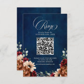 Terracotta Navy Blue Burgundy Geometric QR Code RSVP Karte (Vorne/Hinten)