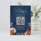 Terracotta Navy Blue Burgundy Geometric QR Code RSVP Karte (Stehend Vorderseite)