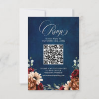 Terracotta Navy Blue Burgundy Geometric QR Code