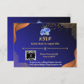 Terracotta Navy Blue Elegante RSVP Karte (Vorne/Hinten)