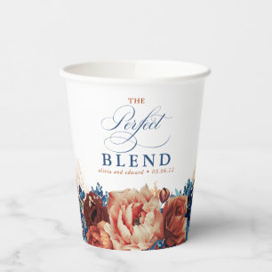 Terracotta Navy Blue Floral Boho Die perfekte Misc Pappbecher