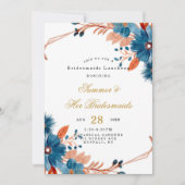 Terracotta Navy Blue Floral Bridesmais Luncheon Einladung (Vorderseite)