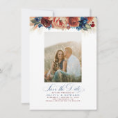 Terracotta Navy Blue Floral Save the Date Foto (Vorderseite)