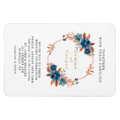 Terracotta Navy Blue Florals Wedite Magnet (Horizontal)