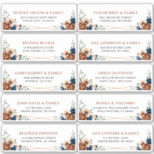 Terracotta Navy Blue Geometric Guest Address Label