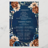 Terracotta Navy Blue Geometric Wedding Program (Rückseite)