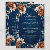 Terracotta Navy Blue Geometric Wedding Program (Vorne/Hinten)
