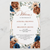 Terracotta Navy Blue Geometric Wedding Program (Vorderseite)