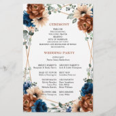 Terracotta Navy Blue Geometric Wedding Program (Rückseite)