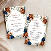 Terracotta Navy Blue Geometric Wedding Program